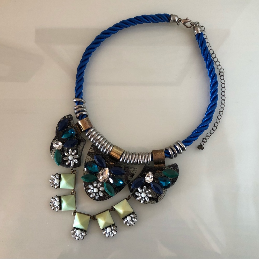 Rope, Lace & Rhinestone Statement Necklace